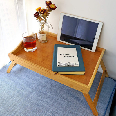Khargadham Bamboo Folding Breakfast Serving Trays with Handles,Foldable Legs,for Sofa,Bed Tray