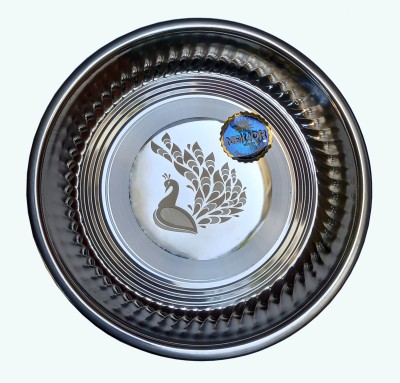 SKLNKITCHEN SKLN Stainless Steel Peacock Design Snacks/Dessert/Children Plate Half Plate(Pack of 6)