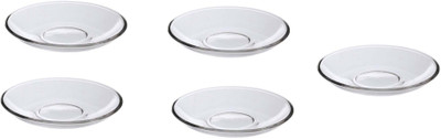 AFAST Self-Design Glass Plain Plate Use For Serving And Multi Use, Pack Of 5 - A5 Dinner Plate(Pack of 5)