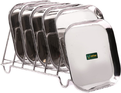 FORTUNA KITCHENWARE Set of 6, Heavy Gauge Dinner/ Square Plates Laser Print-Diameter: 10 Inches Dinner Plate(Pack of 6)