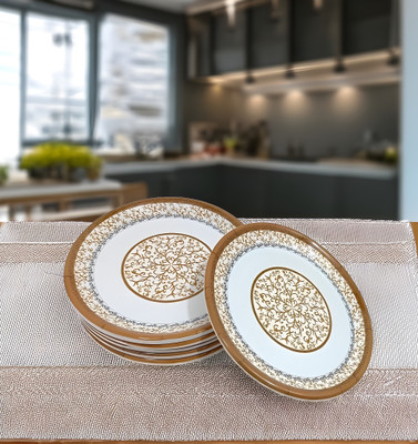 Kitchrox Upgrade Your Dining with Our Printed Serving Snacks Plates Perfect for Kitchen Quarter Plate(Pack of 6)
