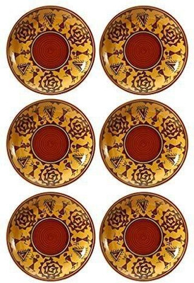 caffeine Ceramic Handmade Mustard Romani 10 inch_NEW PTD231 Dinner Plate(Pack of 6, Microwave Safe)