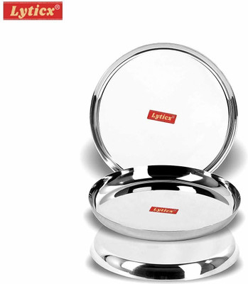 Lyticx Stainless Steel Apple Shape Heavy Gauge Dinner Plates with Mirror Finish 27cm Dinner Plate(Pack of 2)