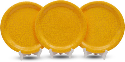 Ariya 11 Inch Yellow with Gold Giraffe Pattern Full Serving Plates for All Meals - Dinner Plate(Pack of 3, Microwave Safe)