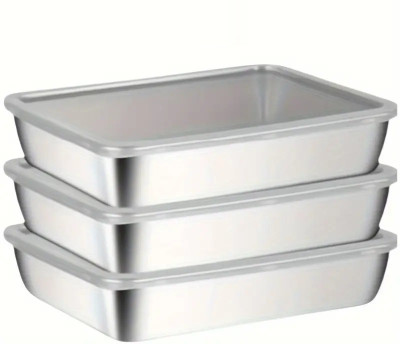 EBOFAB 3 Pieces Stainless Steel Containers with Lids, Stainless Steel Food Storage Baking Pan(Pack of 3, Microwave Safe)