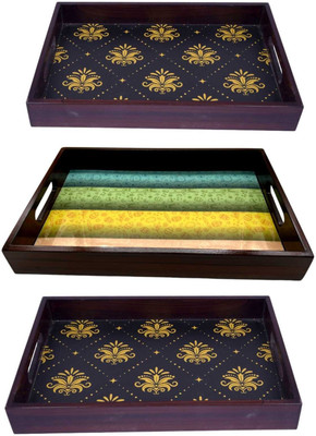 Angira handicarft Wooden Tray set of 3 for serving Tea/coffee/snacks AHS-TRAY112_1310 Tray(Pack of 3)