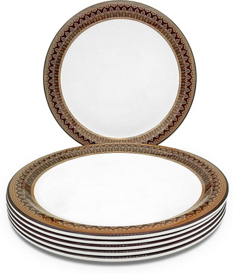 Superware Food Grade | Small Plate Set – Royal Golden Brown | Tableware, Glazed Finish, Quarter Plate(Pack of 6)