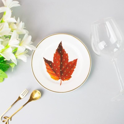 The June shop Maple Leaves 5.5-Inch Snack Plate (Autumn Leaves) Chip & Dip Tray(Microwave Safe)