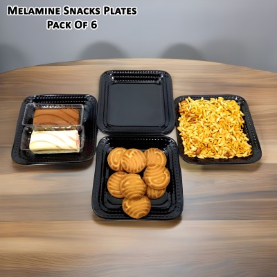 Inpro Melamine (Pack Of 6)Small Snacks Plates: Melamine Square Snacks Plate/Half Plate Quarter Plate(Pack of 6, Microwave Safe)
