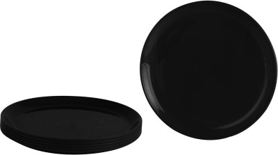 Kanha (Black) Snacks Plates Side Plates Quarter Plates Round Shape Diameter- 20 cm Half Plate(Pack of 18, Microwave Safe)