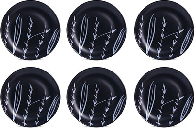 caffeine Ceramic Handmade Black Bamboo 10 inch_NEW PTD210 Dinner Plate(Pack of 6, Microwave Safe)