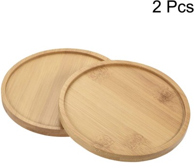 Desi Kraft Wooden Round Mango Wood Serving Tray(Pack of 2)