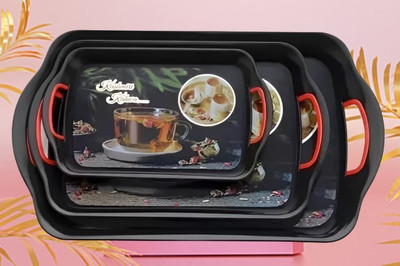 TRENDINGKICHEN New Classic Tea Printed Designed Serving Tray Set of 3 Pcs Tray(Pack of 3)