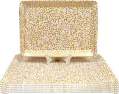 Ariya Classic Rectangle Serving Tray Reusable for Snacks Breakfast and Parties Tray(Pack of 6, Microwave Safe)