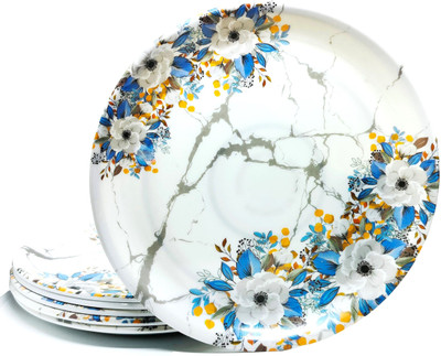 Laserbot GREY CURRENT Half Round Ice Cream Starters Serving Melamine Half Plate ( 8 Inch) Half Plate(Pack of 6)