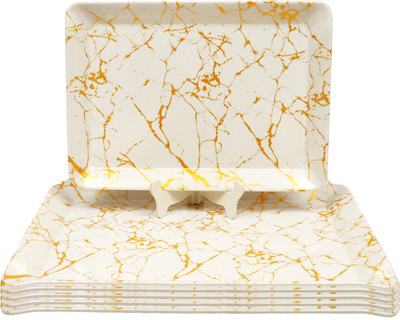 Ariya Versatile Rectangle Serving Tray for Food Snacks Reusable and Easy Clean Tray(Pack of 6, Microwave Safe)