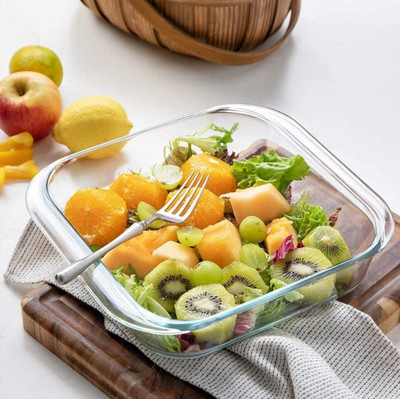 VVSS Borosilicate Glass Microwave Oven Safe Square Baking Dish 1100 ML Baking Dish(Microwave Safe)