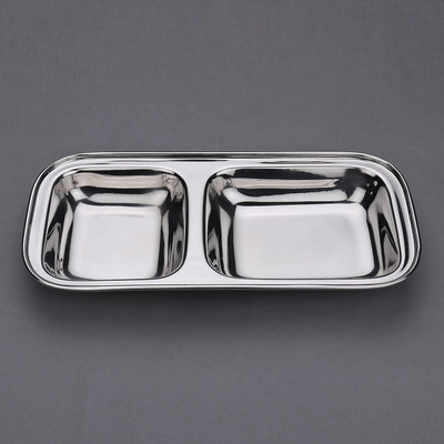 SHRI ANAND Stainless Steel Compartment Plates | 2 in 1 Plate| Partition Tray Dinner Plate Sectioned Plate(Microwave Safe)