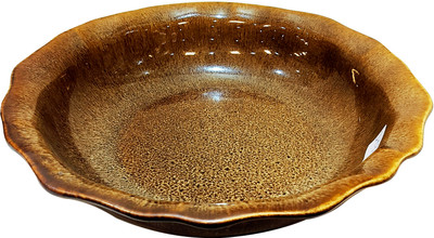 Lemon Tree Round Shape Ceramic Stoneware Pasta/Salad Serving Deep Platter (Brown) Sizzler Tray(Microwave Safe)