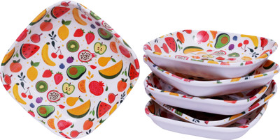 QUTAR Melamine Square 6 Inch Snacks Plate set Quarter Plate(Pack of 6)