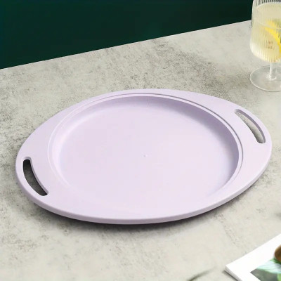 KitchEase 13.38'' Wheat Straw Oval Tray with Handle - Eco-Friendly Serving Party Platter Pizza Tray(Microwave Safe)
