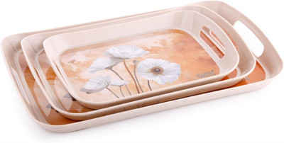 DIGNESH Floral Print Multipurpose Plastic Serving Tray Serving Set(Pack of 3)