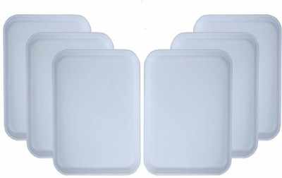 Everbuy Plastic Serving Tray Platter Rectangular Shape Tray(Pack of 6)