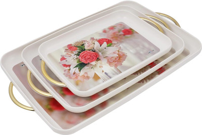 NAYASA Prosper Serving Tray Set of 3 Big Medium and small Tray(Pack of 3)