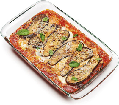 SMILERY Borosilicate Glass Rectangular Dish With Handle 1000ml, Baking Dish Baking Dish(Microwave Safe)