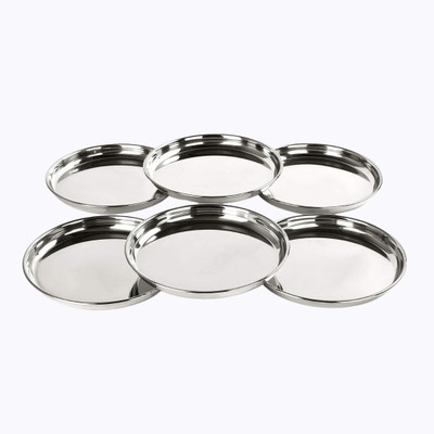 Sanimart Stainless Steel Dinner Snack Plates for Kids & Breakfast Dinner Plate(Pack of 6)