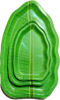 Damselfly Set of 3 Banana leaf shape serving Tray(Pack of 3)