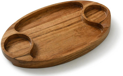 NOHUNT Chip and Dip Oval Multipurpose SnacksPlatter for Cafe,Restaurant,Home(30x18x3.5) Chip & Dip Tray