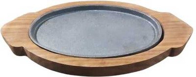 ALPHA CRAFT Brown wood pizza Tray In Round shape without handle serving pizza home&kitchen, Sizzler Tray(Microwave Safe)