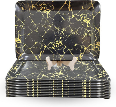 AURKA Rectangle Serving Tray for Serve Food, Drinks, All Occasions Reusable Platters Tray(Pack of 12, Microwave Safe)