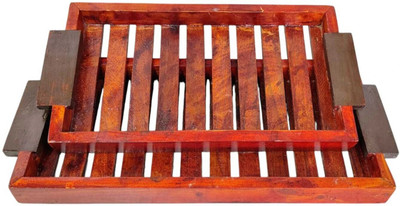 TheDifrentwud Wooden Handmade Tray with Handle Multipurpose Platters Home & Kitchen Tray(Pack of 2)