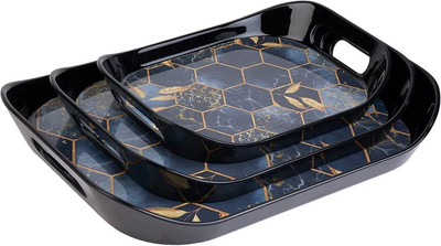 Sorath premium plastic Era Serving Tray Set of 3 Honeycomb Design Tray(Pack of 3)