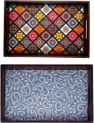 Espoir bloom NEW25_tray set of 2 with Digital print|Serving Tray|Multipurpose Tray|EB-T637 Tray(Pack of 2)