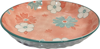 Lemon Tree Ceramic Round Deep Salad/Pasta/Snack Serving Plate, Platters for Serving Snacks Tray(Microwave Safe)