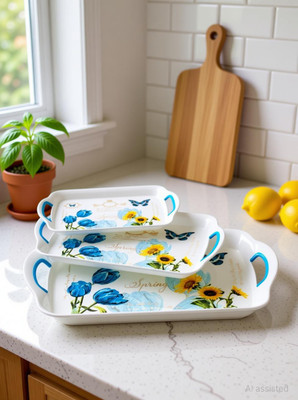 Sorath Serving Tray Set of 3, Melamine Trays for Kitchen Serving Snacks Tea Tray(Pack of 3)