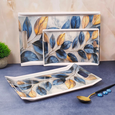UPC Melamine Serving Tray, Set of 3 (Small, Medium and Large Size) Tray(Pack of 3, Microwave Safe)