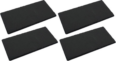 Store2508 Natural Black Slate Tray Rectangular Platter Cheeseboard 30x15 cm Pack of 4 Chip & Dip Tray(Pack of 4)