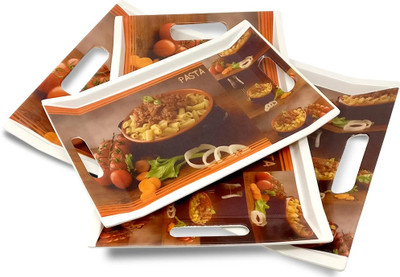 U.P.C. Melamine Serving Tray, Set of 3 (Small, Medium and Large Size) Villori Series Tray Tray(Pack of 3, Microwave Safe)