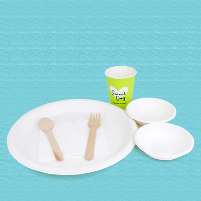 KSI Pack of 50 Paper Dipsosabal Plain Dinner Combo Dinner Set(White)