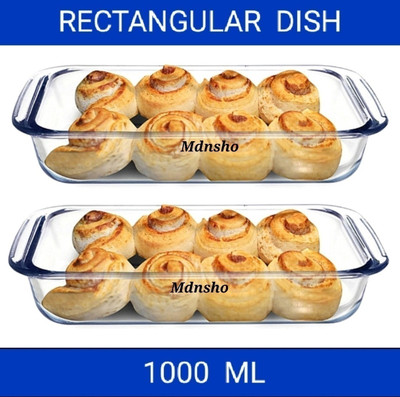 MDNSHO Borosilicate Glass Microwave Oven Safe Rectangle Baking Dish Baking Dish(Pack of 2, Microwave Safe)