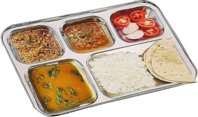 GATISTAVAM 5in1 Bhojan Thali Plate – Extra Deep Partition Tray for Meals Dinner Plate(Microwave Safe)