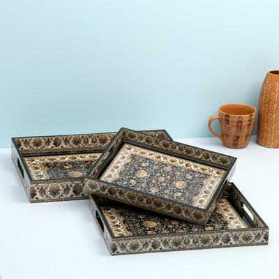 DULI Set of 3 Serving Tray Set For Home & Kitchen Tray Decorative & Gift Tray(Pack of 3)