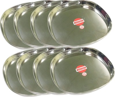 SHINI LIFESTYLE Stainless steel plates set, Dinner Plates, Khumcha Thali, Lunch Plate(Dia-26cm) Dinner Plate(Pack of 8)