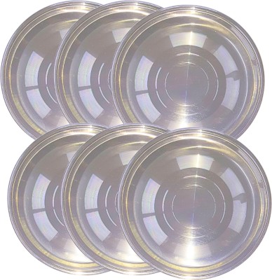 SHINI LIFESTYLE Stainless Steel Halwa Plates/ Breakfast plates/ Serving Plates(Dia-17cm) Quarter Plate(Pack of 6)