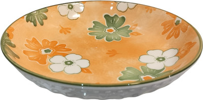 Lemon Tree Ceramic Round Deep Salad/Pasta/Snack Serving Plate, Platters for Serving Snacks Tray(Microwave Safe)