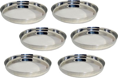 A&H Stainless Steel Traditional Dinner Plate / Thali / Khumcha Heavy Gauge 30 Cm (2.5Ltr) - set of 6 pc Dinner Plate(Pack of 6)